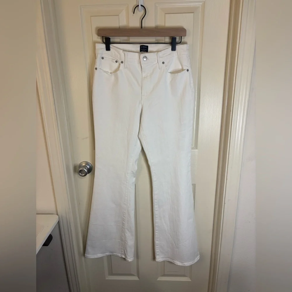 J.Crew White Flare Jeans – Full Length, Stretch Denim